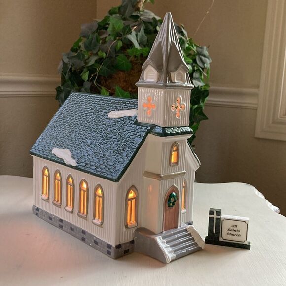 VTG Retired Department 56 “All Saints Church” Handpainted Ceramic Made in USA - Picture 5 of 16